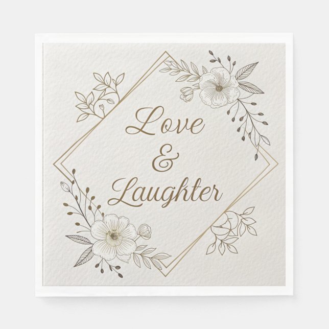 Servilleta De Papel Elegant Gold Calligraphy “Love & Laughter”  (Anverso)