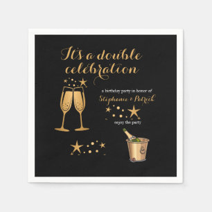 Servilleta De Papel Elegant Gold Doble Celebración Cumpleaños Conjunto