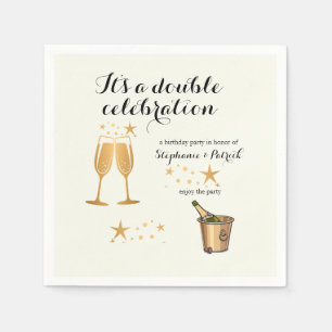 Servilleta De Papel Elegant Gold Doble Celebración Cumpleaños Conjunto