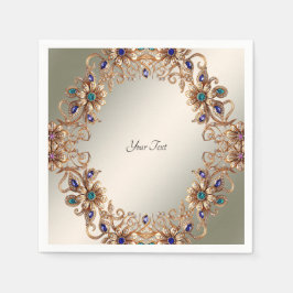 Servilleta De Papel Elegant Gold Jewel Flowers Napkins