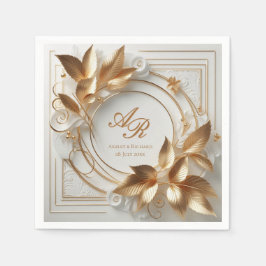 Servilleta De Papel Elegant Gold Monogram Wedding 
