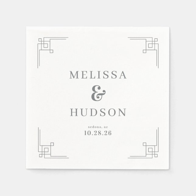 Servilleta De Papel Elegant Gray Geometric Lines (Anverso)