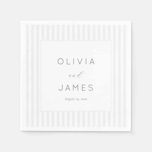 Servilleta De Papel Elegant Gray Minimalist Stripes (Anverso)