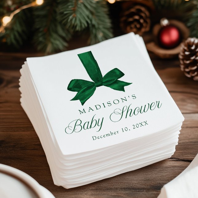 Servilleta De Papel Elegant Green Bow Christmas Baby Shower (Subido por el creador)