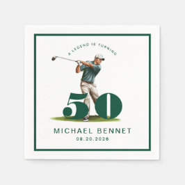 Servilleta De Papel Elegant Green Golf 50th Birthday