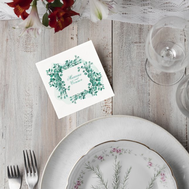 Servilleta De Papel Elegant Greenery Wedding Cocktail Napkin (Subido por el creador)