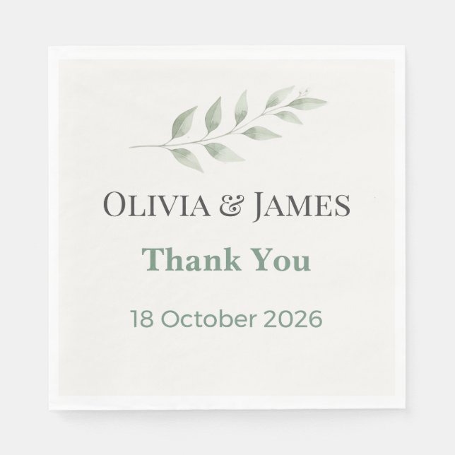 Servilleta De Papel Elegant Greenery Wedding Napkins (Anverso)