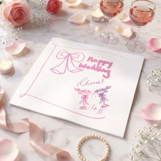 Servilleta De Papel Elegant hand drawn pink minimalist cocktail