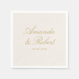 Servilleta De Papel Elegant Ivory Gold Calligraphy Monogram Wedding