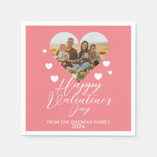 Servilleta De Papel Elegant Love Happy Valentine Day Family Photo (Anverso)