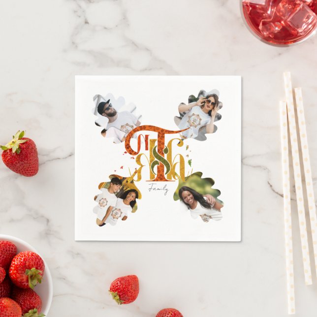 Servilleta De Papel Elegant Manuscript Thanks Autumn Foliage Photos  (In situ)