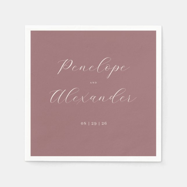 Servilleta De Papel Elegant Maroon Calligraphy (Anverso)