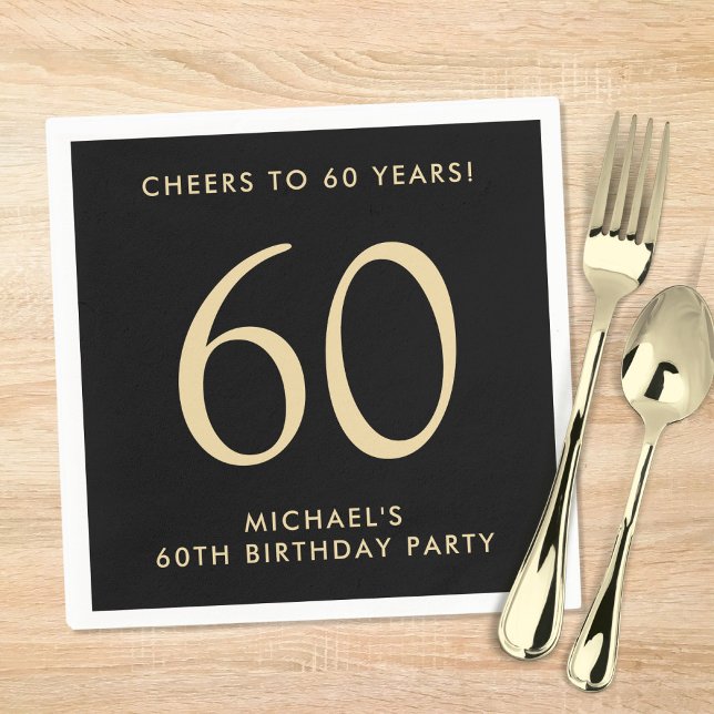 Servilleta De Papel Elegant Mens Black Gold 60th Birthday Party (Subido por el creador)
