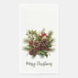 Servilleta De Papel Elegant Merry Christmas Garland Paper Guest Towels