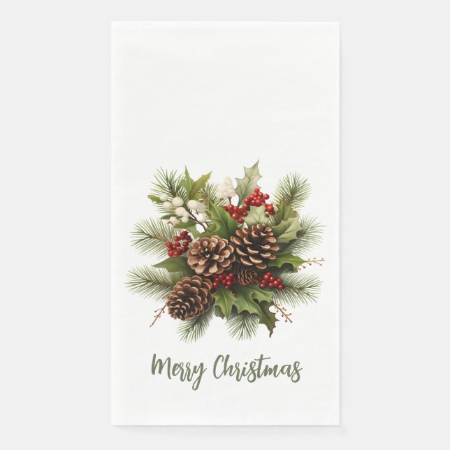 Servilleta De Papel Elegant Merry Christmas Garland Paper Guest Towels (Anverso)