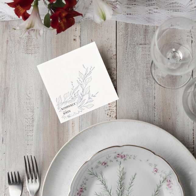 Servilleta De Papel Elegant Minimalist Botanical Wedding Napkin (Subido por el creador)