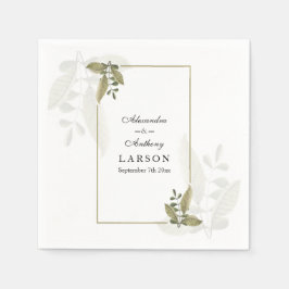 Servilleta De Papel Elegant Minimalist Greenery Wedding Napkins
