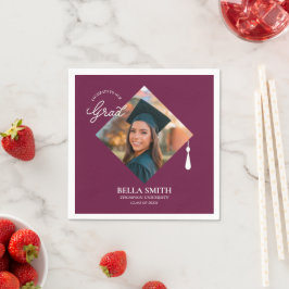 Servilleta De Papel Elegant Modern Calligraphy Custom Graduation Photo