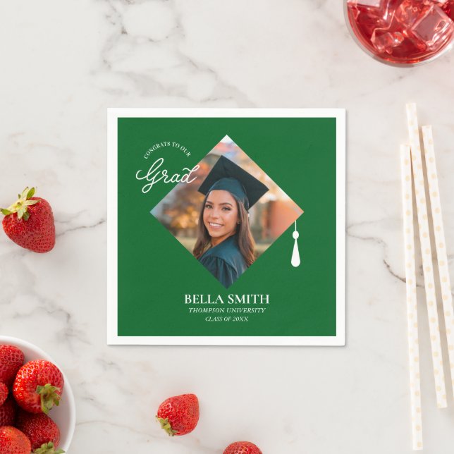 Servilleta De Papel Elegant Modern Calligraphy Custom Graduation Photo (In situ)