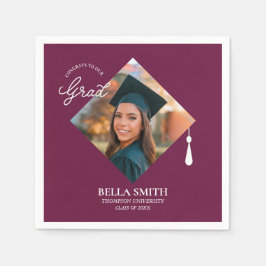 Servilleta De Papel Elegant Modern Calligraphy Custom Graduation Photo