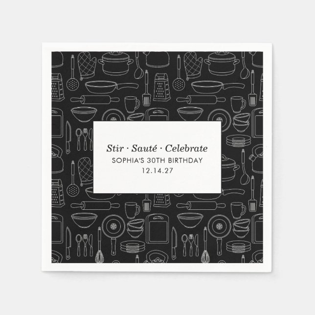 Servilleta De Papel Elegant Modern Cooking Party Chef Birthday Party (Anverso)