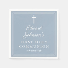 Servilleta De Papel Elegant Modern Dusty Blue First Holy Communion