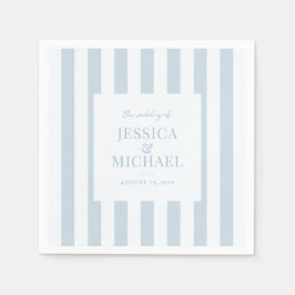 Servilleta De Papel Elegant Modern Dusty Blue Striped Wedding