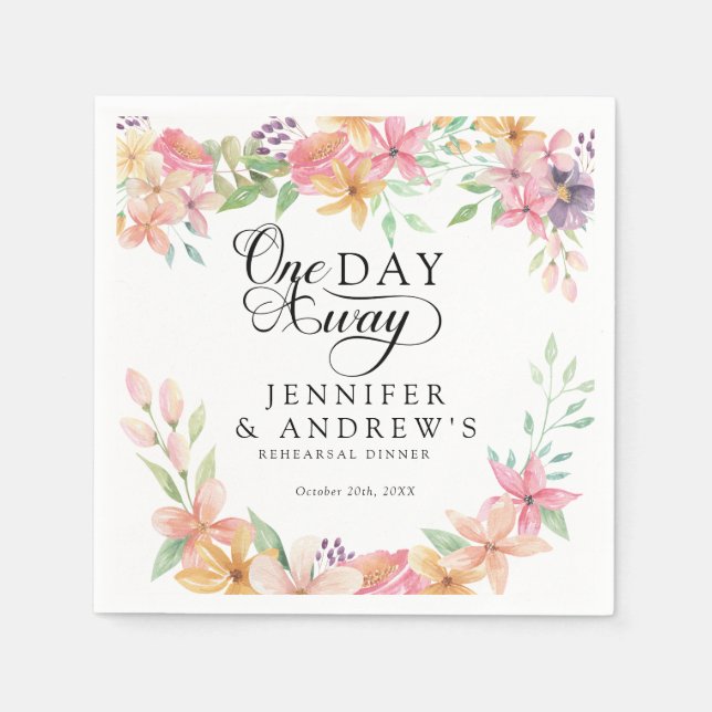 Servilleta De Papel Elegant Modern Floral Classic | Rehearsal Dinner (Anverso)