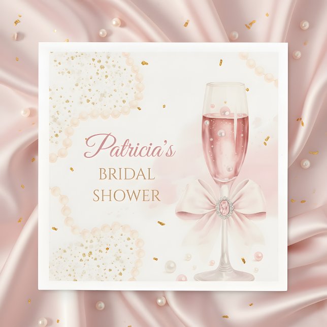 Servilleta De Papel Elegant Modern Pearls & Prosecco Bridal Shower (Subido por el creador)