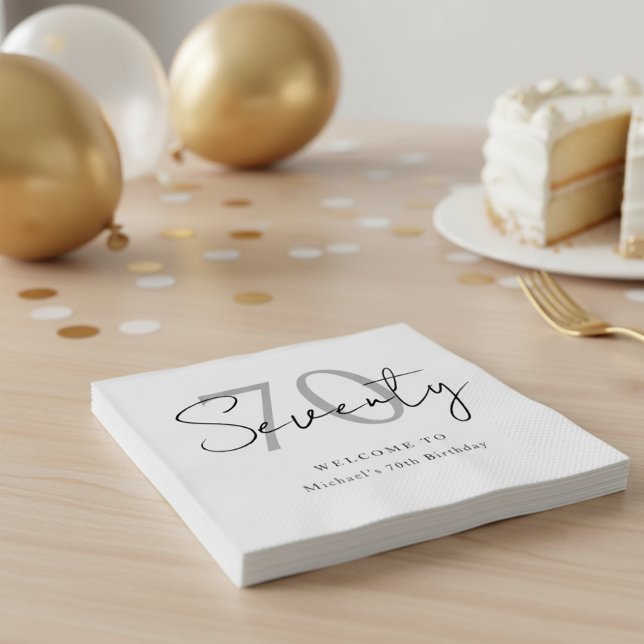 Servilleta De Papel Elegant Modern Seventy 70th Birthday Party Napkins (Subido por el creador)