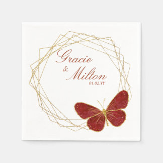Servilleta De Papel Elegant Monogram Butterfly Wedding