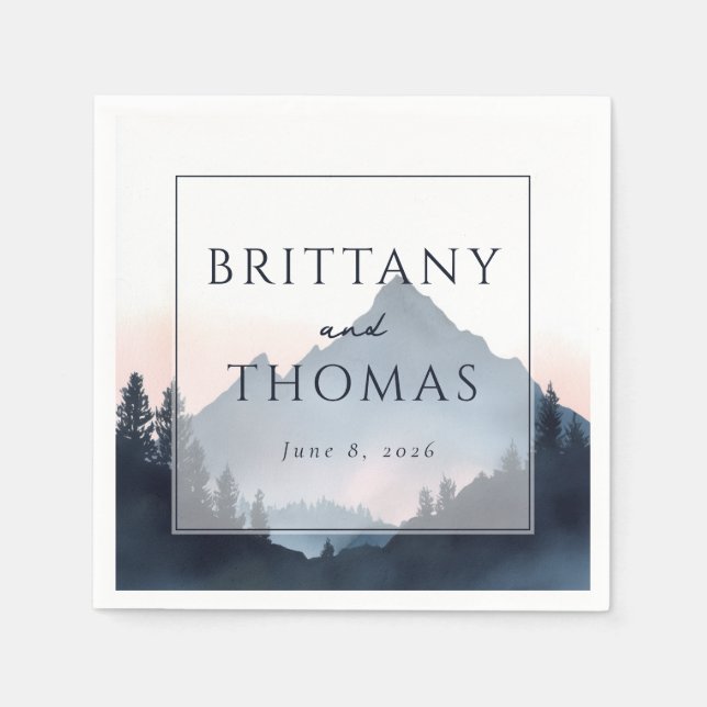 Servilleta De Papel Elegant Mountain Wedding Invitation (Anverso)