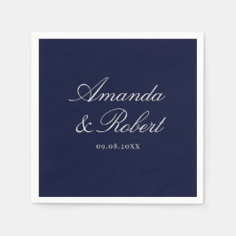 Servilleta De Papel Elegant Navy Blue Calligraphy Wedding