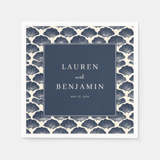 Servilleta De Papel Elegant Navy Fan Motions (Anverso)