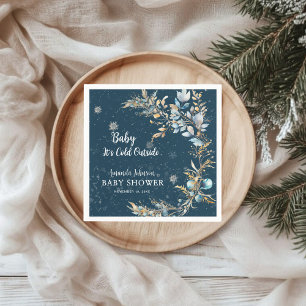 Servilleta De Papel Elegant Navy Gold Baby Está Afuera Frío Ducha