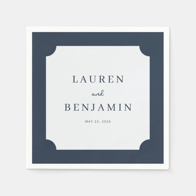 Servilleta De Papel Elegant Navy Minimalist Names (Anverso)