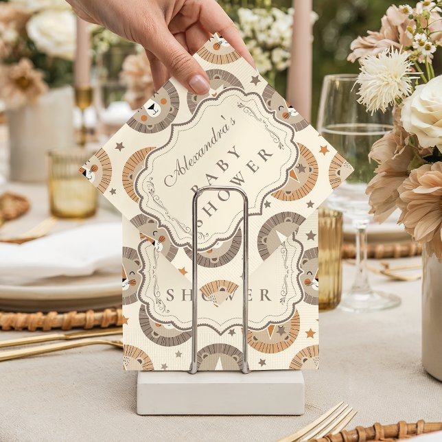 Servilleta De Papel Elegant Neutral Safari Lion Baby Shower (Subido por el creador)