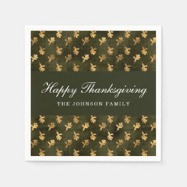 Servilleta De Papel Elegant Oak Leaves Green Thanksgiving