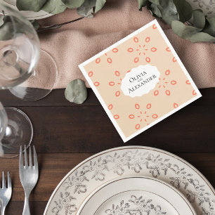 Servilleta De Papel Elegant Orange Floral Wedding Cocktail Napkin