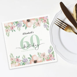 Servilleta De Papel Elegant Pastel Floral 60th Birthday Party