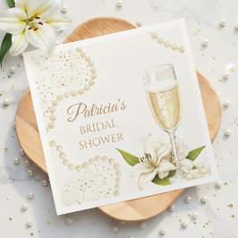 Servilleta De Papel Elegant Pearls & Prosecco Bridal Shower