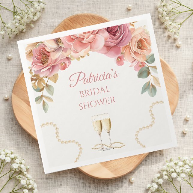 Servilleta De Papel Elegant Pearls & Prosecco Bridal Shower (Subido por el creador)
