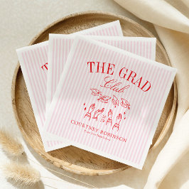 Servilleta De Papel Elegant Pink and Red Grad Club Graduation