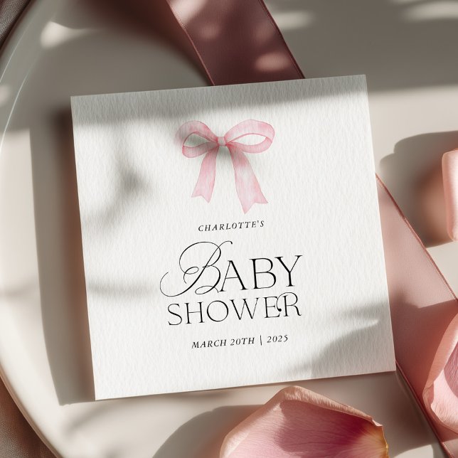 Servilleta De Papel Elegant Pink Bow Baby Shower  (Subido por el creador)