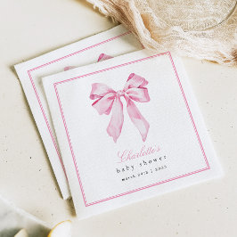 Servilleta De Papel Elegant Pink Bow Baby Shower 