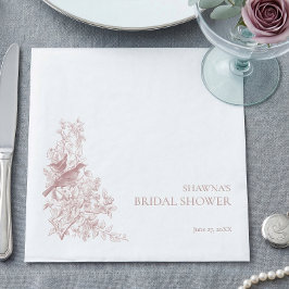 Servilleta De Papel Elegant Pink Chinoiserie Nature Bird Bridal Shower