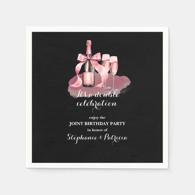 Servilleta De Papel Elegant Pink Double Celebration Joint Birthday (Anverso)