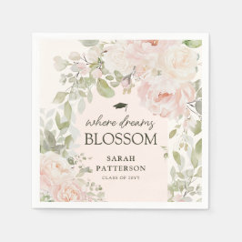Servilleta De Papel Elegant Pink Floral Graduation Party