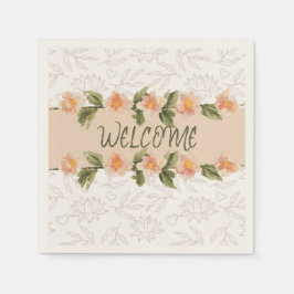 Servilleta De Papel Elegant Pink Floral Watercolor Welcome Napkins