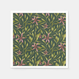 Servilleta De Papel Elegant Pink Flower Pattern on Dark Background